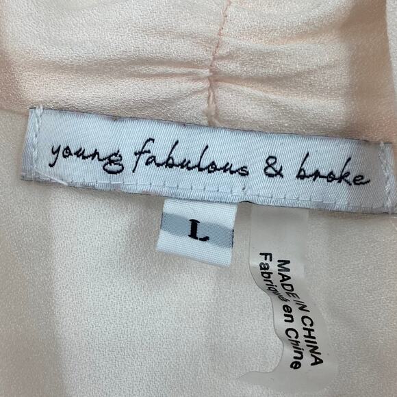 Young Fabulous & Broke Tie Front Top Ombré Dip Dye Pattern Pink Orange Womens L - Picture 6 of 8